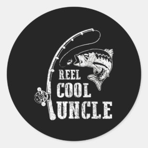 Mens Reel Cool Uncle Fishing Daddy Vaters Day Runder Aufkleber