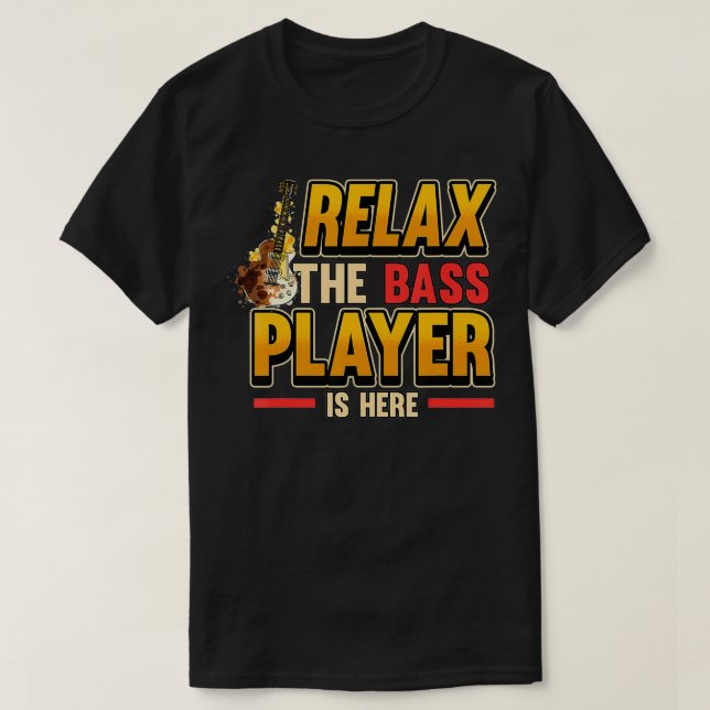 Mens Rela The Bass Player ist hier Rock Music Bass T-Shirt (Design vorne)
