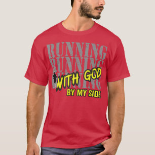 Mens religiöse Laufmotivation läuft mit Gott durch T-Shirt