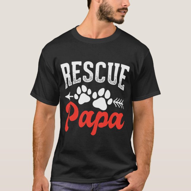 Mens Rescue Papa Hund Lover Haustiere Eigentümer H T-Shirt (Vorderseite)