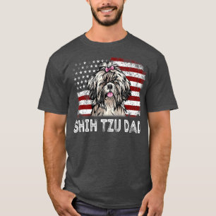 Mens Retro 4. Juli Shih Tzu Vintag Amerikaner T-Shirt