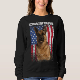 Mens Retro American Flag Deutscher Schäferhund Vat Sweatshirt