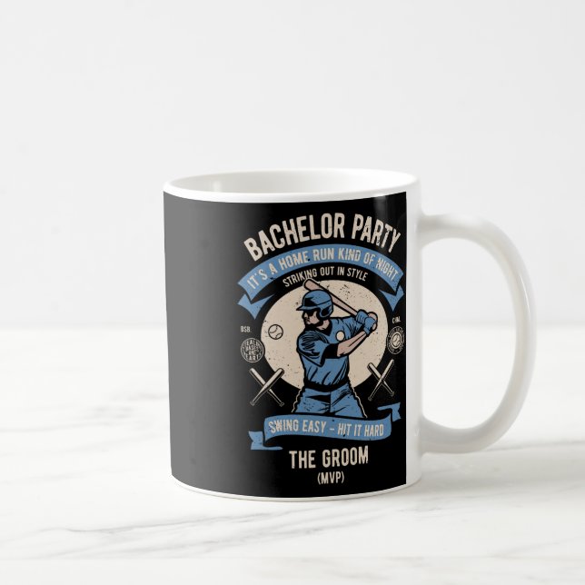 Mens Retro Bachelor Party Baseball Kaffeetasse (Rechts)