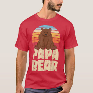 Mens Retro Bear Family Daddy Animal Vater Papa Bea T-Shirt