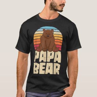 Mens Retro Bear Family Daddy Animal Vater Papa Bea T-Shirt