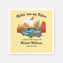 Men's Retro Classic Blue Car Desert 50th Birthday