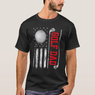 Mens Retro Golf Vater Amerikanische Flagge 4. Juli T-Shirt