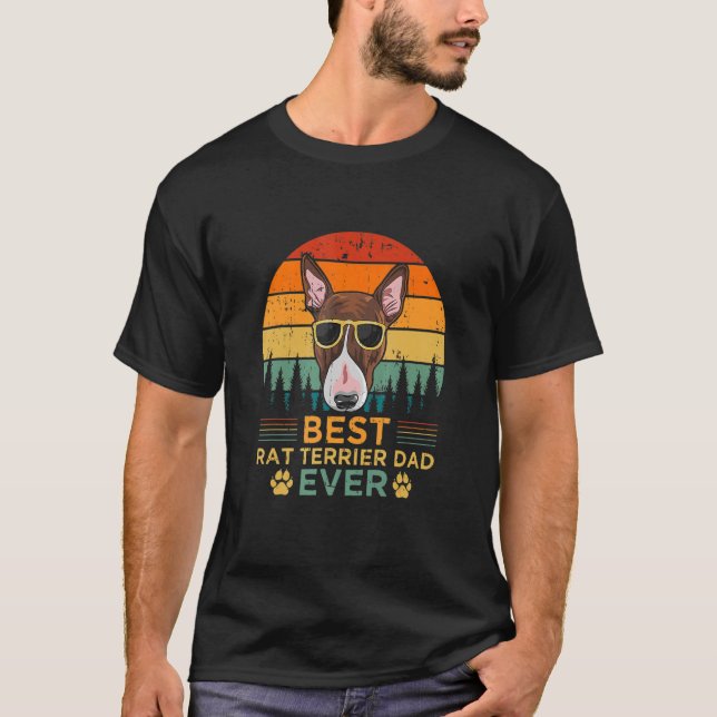 Mens Retro Style Bester Rat Terrier Vater je Vater T-Shirt (Vorderseite)