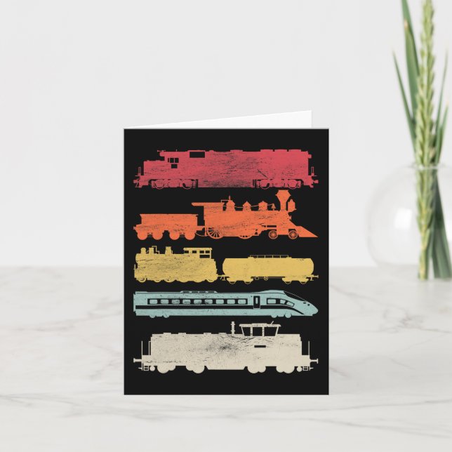 Mens Retro Trains Lovers Vintage Eisenbahn Bahn Karte (Vorderseite)