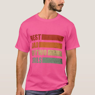 Mens Retro Vater 2 Girls Ankündigung Ausgezeichnet T-Shirt