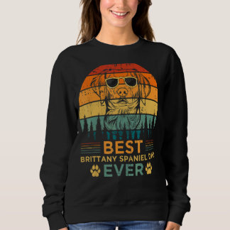 Mens Retro Vintag Sunset Best Brittany Spaniel Da Sweatshirt
