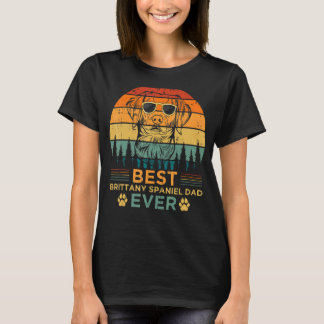Mens Retro Vintag Sunset Best Brittany Spaniel Da T-Shirt