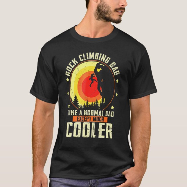 Mens Rock Climbing Vater Viel Cooler Karikatur T-Shirt (Vorderseite)