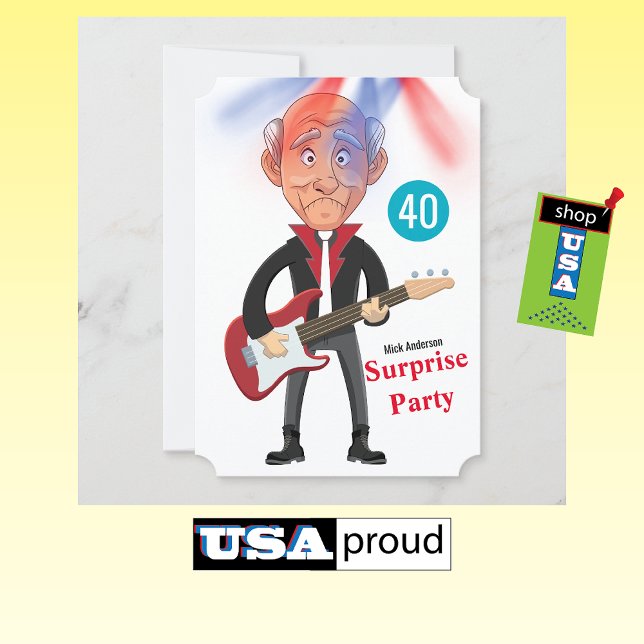 Men's Rockstar 🎸 Funky Birthday Guitar Einladung (Von Creator hochgeladen)