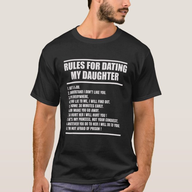 Mens Rules for Verabred My Daughter Vater T-Shirt (Vorderseite)