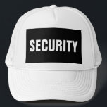 Mens Schwarz-weißer benutzerdefinierbarer Sicherhe Truckerkappe<br><div class="desc">Fügen Sie Image Company Logo Text hier Modernes elegantes Template Männer's Security Mitglied Schwarz-weiß Baseball Cap / Trucker Hat.</div>