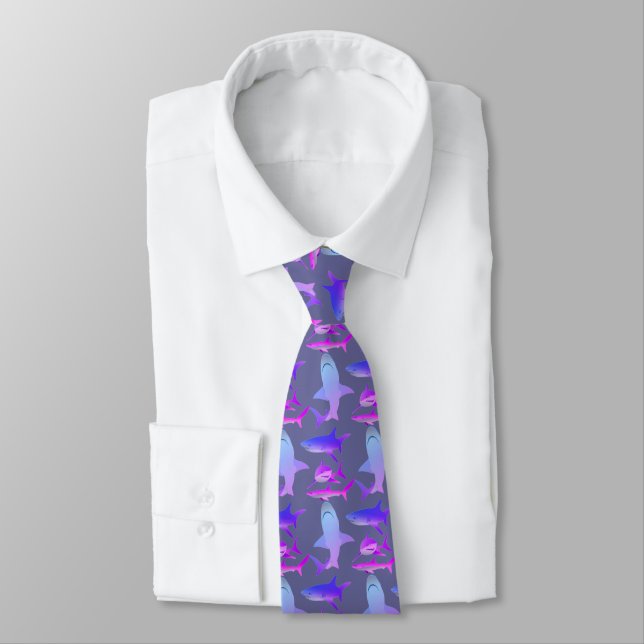 Mens Shark Krawatte-Purple Krawatte (Gebunden)