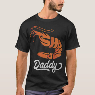 Mens Shrimp Daddy Retro Vintag Orange Shrimp Aqua T-Shirt