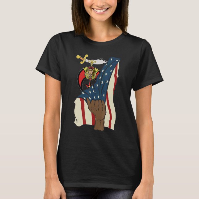 Mens Shriner Mason Real Pull US Flag 4. Juli Fath T-Shirt (Vorderseite)