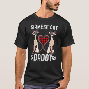 Mens Siamese Cat Daddy Kariert Heart Kitten Vater  T-Shirt