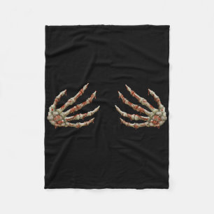 Mens Skeleton Hands Women - Spooky Halloween Rock Fleecedecke