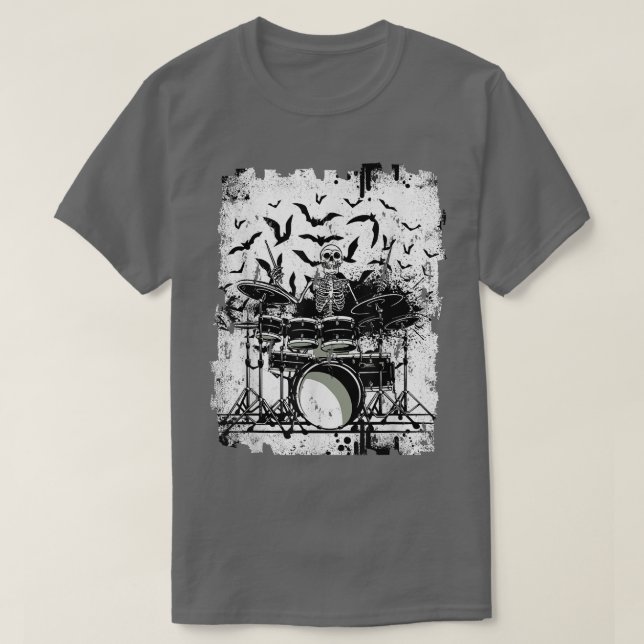 Mens skeleton play drums drummer grunge music b T-Shirt (Design vorne)