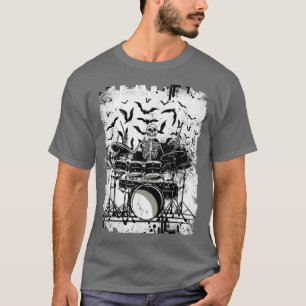 Mens skeleton play drums drummer grunge music b T-Shirt