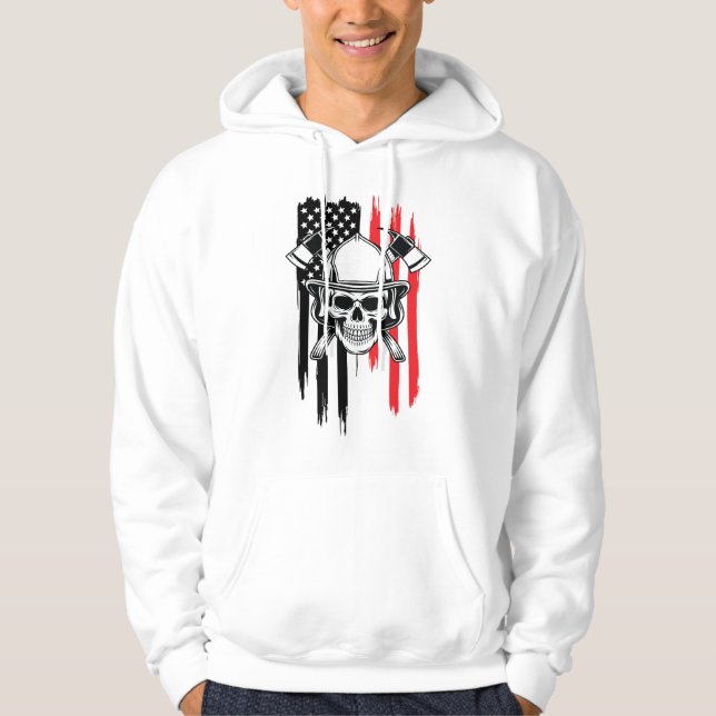 Mens Skull Firefighter  Hoodie (Vorderseite)