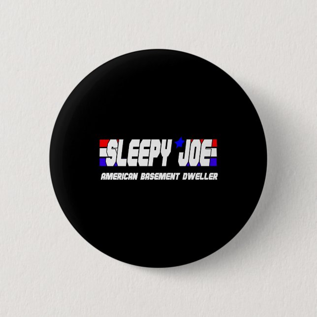 Mens Sleepy Joe Basement Dweller Pro Trump Anti Bi Button (Vorderseite)