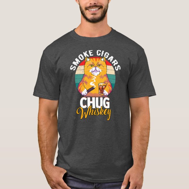 Mens Smoke Cigars Chug Whiskey Cigar Smoker T-Shirt (Vorderseite)