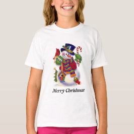Mens Snowman Holiday Cartoon T - Shirt