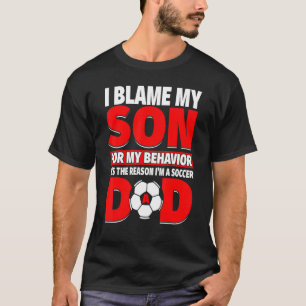 Mens Soccer Vater mit Sohn, der seinen Grund spiel T-Shirt