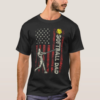Mens Softball Vater US-Flagge für Vater Männer Pat T-Shirt