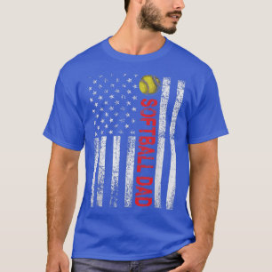 Mens Softball Vater USA Flag American Daddy Father T-Shirt