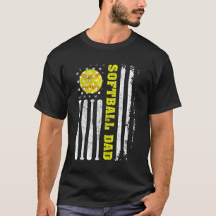 Mens Softball Vater Vintag USA Flag Vater T-Shirt