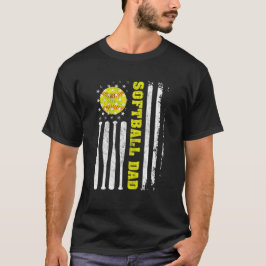 Mens Softball Vater Vintag USA Flag Vater T-Shirt