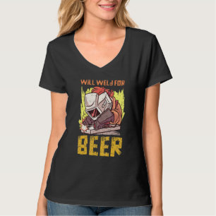Mens Steelworker Beer Drink Welder Welding T-Shirt