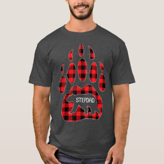 Mens Stepdad Bear Red Kariert Buffalo Stepdad Matc T-Shirt