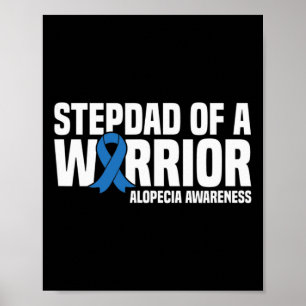 Mens Stepdad von einem Krieger Blue Ribbon Alopeci Poster