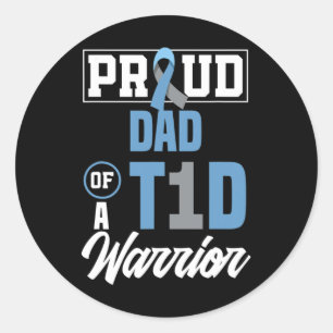 Mens Stolz Vater eines T1d Krieger Diabetes Bewuss Runder Aufkleber