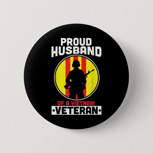 Mens Stolzes Ehemann eines vietnamesischen Veteran Button (Vorderseite)