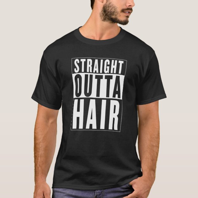 Mens STRAIGHT OUTTA HAAR Bald Typ Haarausfall Bald T-Shirt (Vorderseite)