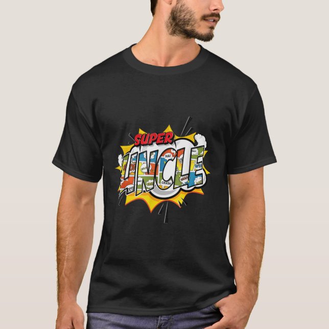 Mens Super Oncle Comic Style Familiengeschenk für  T-Shirt (Vorderseite)