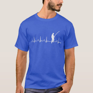 Mens Surf Fishing Heartbeat EKG Pulse Surf Fisher  T-Shirt
