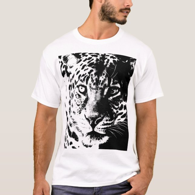 Mens Tee Shirts Template Pop Art Tierleopard (Vorderseite)