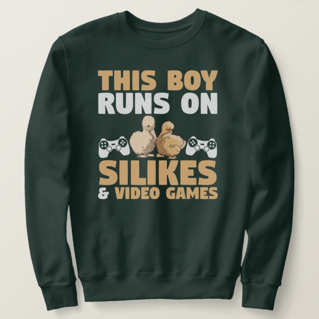 Mens This Boy läuft auf Silkie Chickens Video Game Sweatshirt (Design vorne)