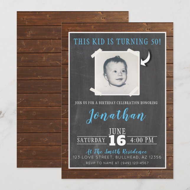 Mens This Kid devient Invitation photo adulte (Devant / Derrière)