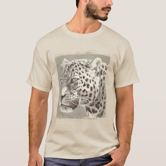 Mens Tshirts Modèle Leopard Tête couleur sable (Devant)