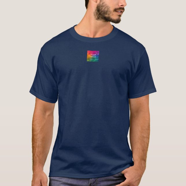 Mens Tshirts Navy Blue Ajouter Logo Image Ici tend (Devant)