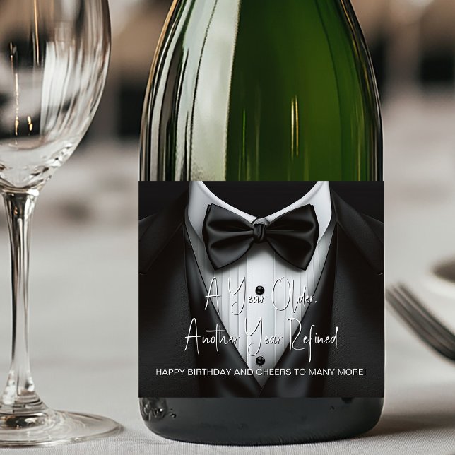 Mens Tuxedo Birthday Jede Veranstaltung Champagne (Tuxedo champagne labels. Add your text, logo, photo, etc., to personalize for your event.)